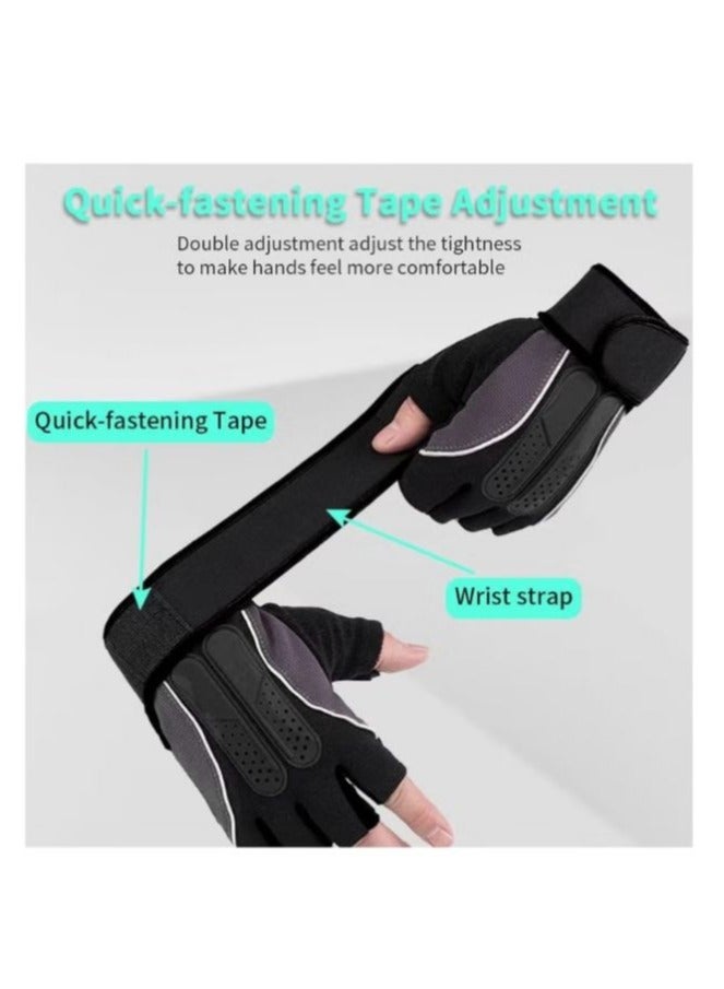 Weightlifting Gloves, Available For Both Men And Women, Non-Slip Silicone And Wrist Support With Adjustable Velcro Straps, Suitable For Fitness Training Weightlifting, Cycling (Black)  - Image 2