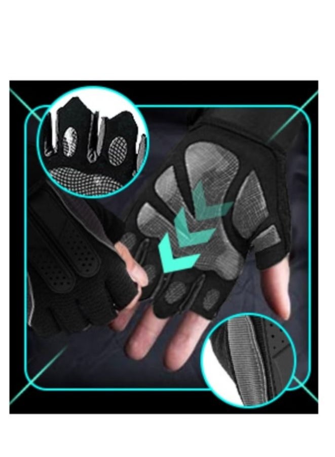 Weightlifting Gloves, Available For Both Men And Women, Non-Slip Silicone And Wrist Support With Adjustable Velcro Straps, Suitable For Fitness Training Weightlifting, Cycling (Black)  - Image 4