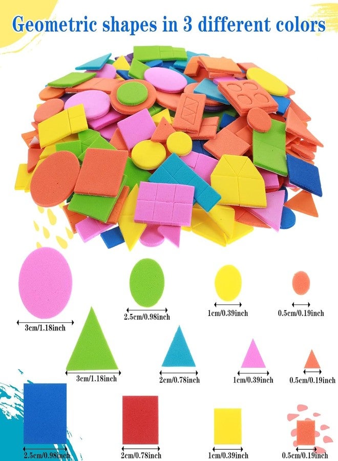 TARINI 300 Pcs Foam Shapes Stickers Self Adhesive Foam Stickers for Children Crafts, Geometric Shape Sticker for Preschool DIY Art Supplies Project, Circle Square Triangle, Multicolored - Image 2