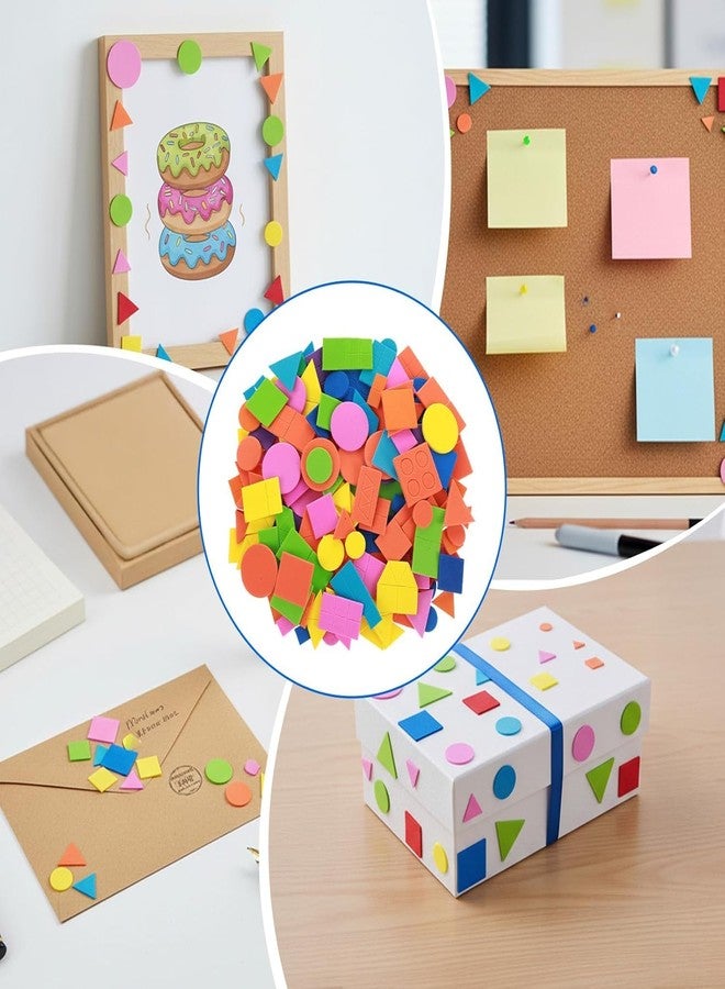 TARINI 300 Pcs Foam Shapes Stickers Self Adhesive Foam Stickers for Children Crafts, Geometric Shape Sticker for Preschool DIY Art Supplies Project, Circle Square Triangle, Multicolored - Image 4