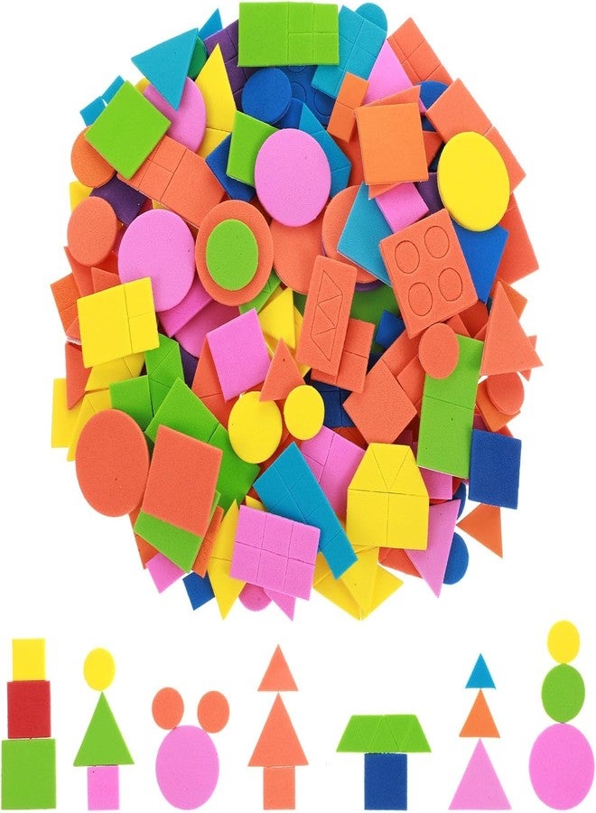 TARINI 300 Pcs Foam Shapes Stickers Self Adhesive Foam Stickers for Children Crafts, Geometric Shape Sticker for Preschool DIY Art Supplies Project, Circle Square Triangle, Multicolored - Image 1