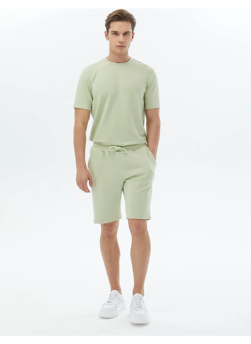 Kip Light Green Plain Knitted Jogging Fit Casual Bermuda