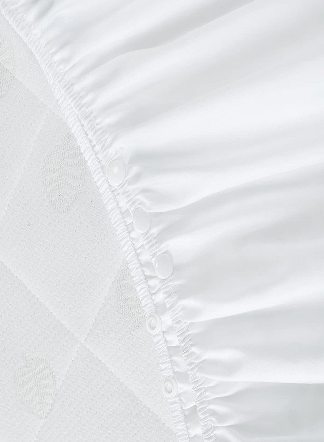 Biloban Crib Bed Skirt 28” x 52” with 14” Drop Pleated Dust Ruffle for Baby Boys Girls Elastic Adjustable Fit Toddler Bedskirt Easy On/Off Soft Nursery Standard Crib Bedding Skirts Solid White Crib Skirt - Image 2