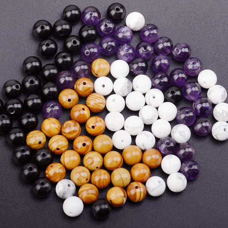 LPBeads 100PCS 8mm Natural Mixed Color Gemstone Round Loose Beads for Jewelry Making with Crystal Stretch Cord - Image 3