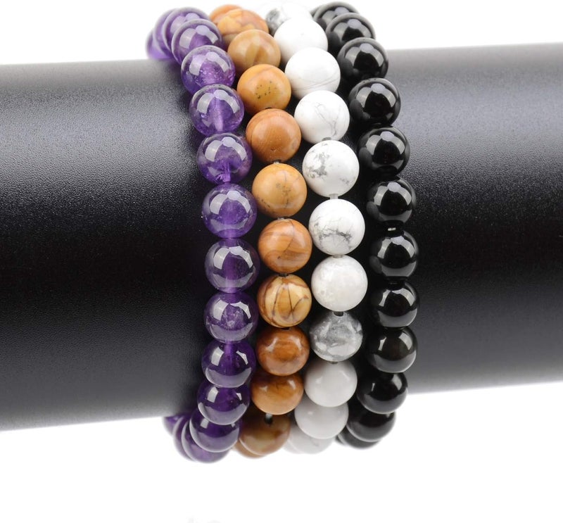 LPBeads 100PCS 8mm Natural Mixed Color Gemstone Round Loose Beads for Jewelry Making with Crystal Stretch Cord - Image 4