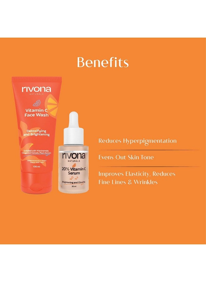 Vitamin C Duo Face Care Kit | Combo Pack Of Vitamin C Facewash 100 Ml + 20% Vitamin C Serum 30 Ml |For Men & Women | All Skin Types|