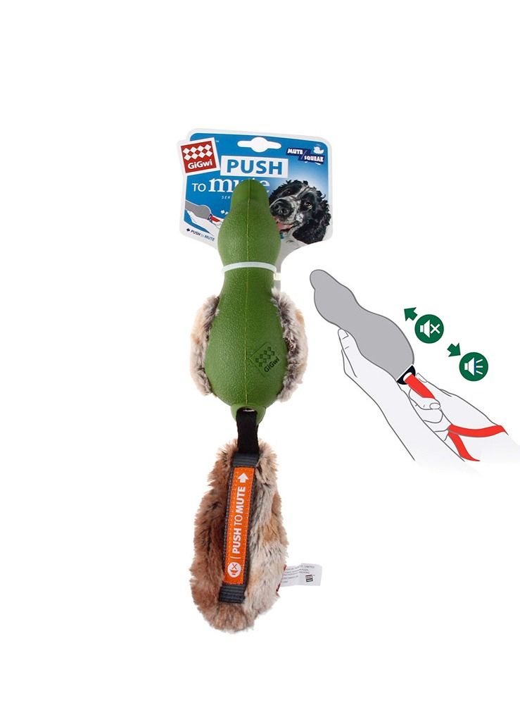 GIGWI Push To Mute Duck with Plush Tail Dog Play Toy Multicolor - Image 1
