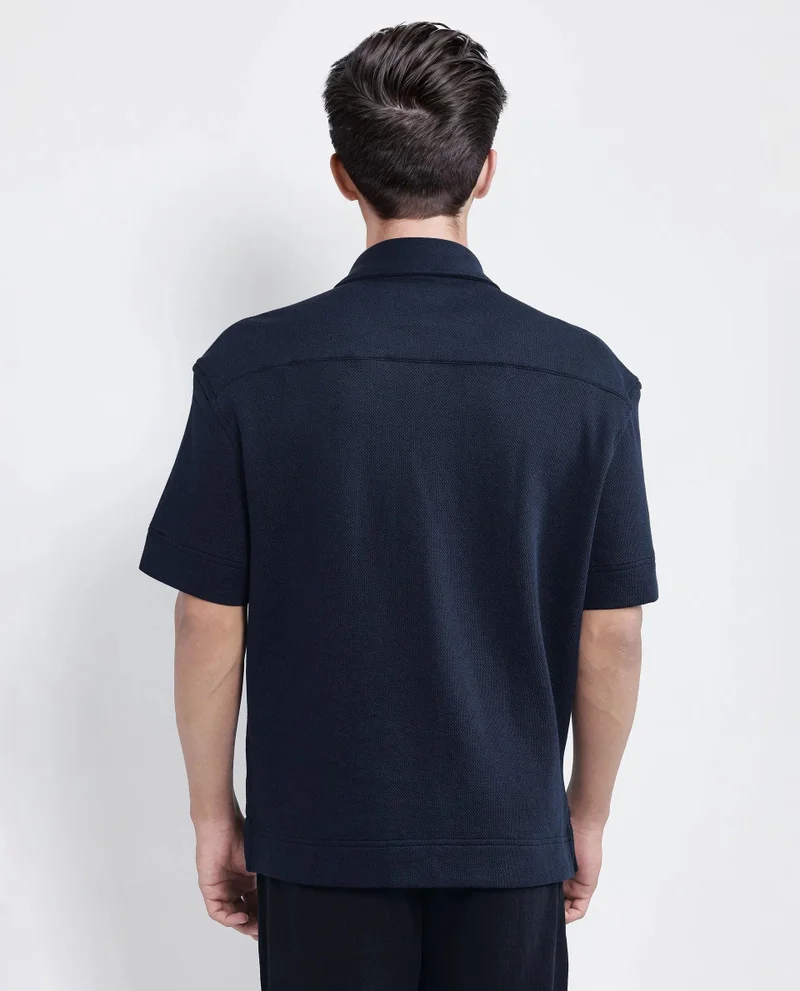 Rare Rabbit Men's Boxy Fit Plain Knit Shirt