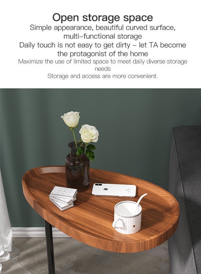 Sharpdo Modern C Shaped Coffee Table, Sturdy Nordic Wood & Metal End Side Table for Sofa Bed Living Room Bedroom 45*30*62cm,Walnut Brown - Image 5