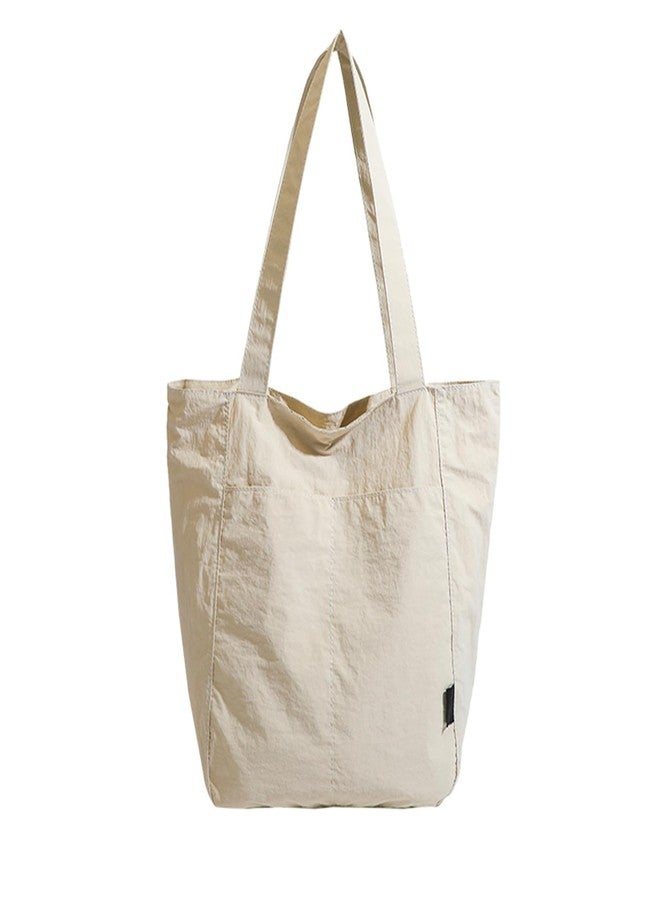 Barsine Tote Bag for Women Medium Tote Purses and Handbags Nylon Shoulder Bag with Pockets, White - Image 1