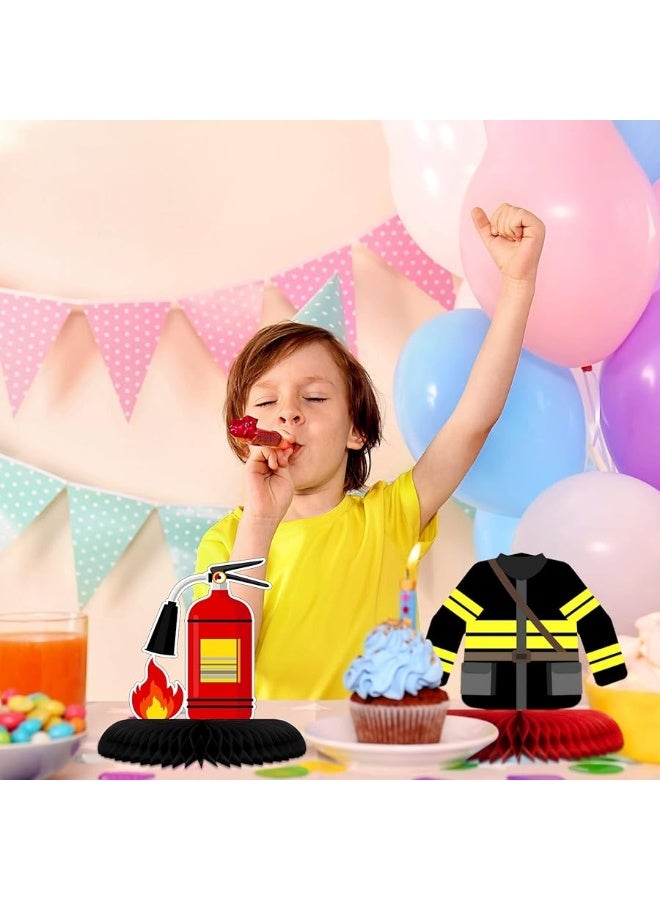 Epakh 10 Pcs Firetruck Birthday Party Decorations Fire Truck Themed Table Supplies Firetruck Honeycomb Centerpieces Fire Truck Plates Firefighter Fire Hat Extinguisher Fireman Party Favors Supplies for Kids - Image 5
