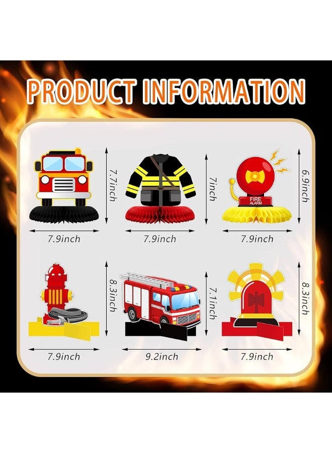 Epakh 10 Pcs Firetruck Birthday Party Decorations Fire Truck Themed Table Supplies Firetruck Honeycomb Centerpieces Fire Truck Plates Firefighter Fire Hat Extinguisher Fireman Party Favors Supplies for Kids - Image 2