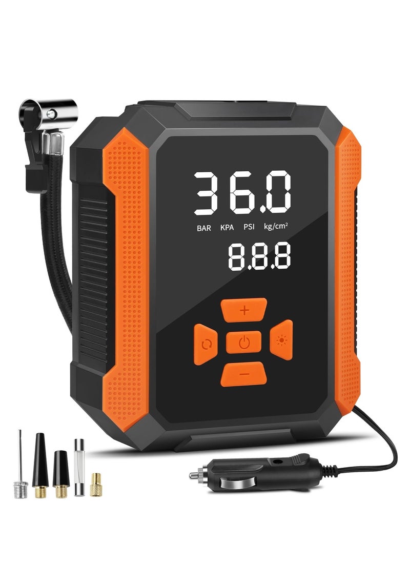 ZLH HITY Tyre Inflator, 150 PSI Tyre Inflator Air Compressor, 12V DC Electric Car Tyre Inflator, Car Tyre Pump, 4 Nozzle and LED Light, Auto Shutoff Feature, for Car, Bike, Ball,Motorcycle  - Image 1