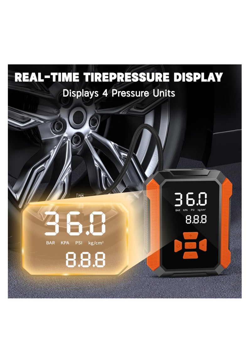 ZLH HITY Tyre Inflator, 150 PSI Tyre Inflator Air Compressor, 12V DC Electric Car Tyre Inflator, Car Tyre Pump, 4 Nozzle and LED Light, Auto Shutoff Feature, for Car, Bike, Ball,Motorcycle  - Image 2