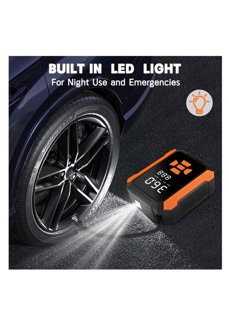 ZLH HITY Tyre Inflator, 150 PSI Tyre Inflator Air Compressor, 12V DC Electric Car Tyre Inflator, Car Tyre Pump, 4 Nozzle and LED Light, Auto Shutoff Feature, for Car, Bike, Ball,Motorcycle  - Image 4