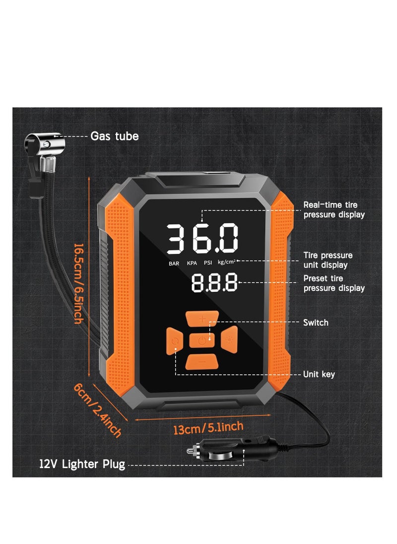 ZLH HITY Tyre Inflator, 150 PSI Tyre Inflator Air Compressor, 12V DC Electric Car Tyre Inflator, Car Tyre Pump, 4 Nozzle and LED Light, Auto Shutoff Feature, for Car, Bike, Ball,Motorcycle  - Image 5