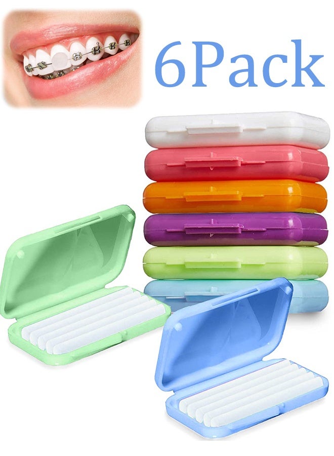 ٦ علب من شمع تقويم الأسنان، شمع تقويم الأسنان برائحة الفواكه، للعناية بالفم، تقويم الأسنان السيليكوني، حماية اللثة، الأسنان (٦ روائح) - Image 1