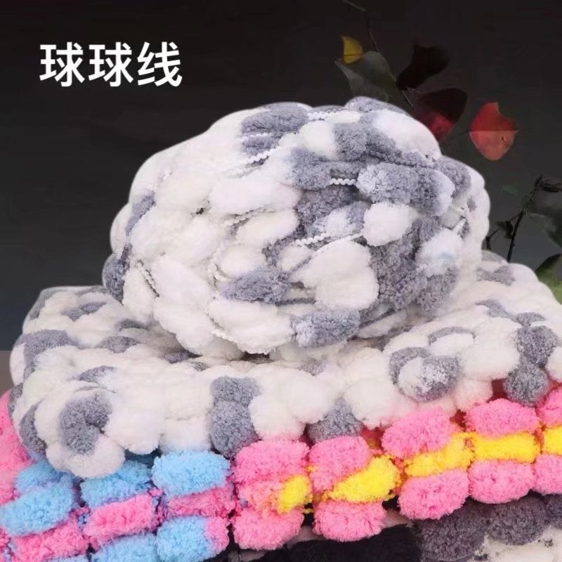 Big Ball Ball Coarse Wool Round Thread Loop Crochet Sofa Cushion Carpet Cushion Handmade Diy Woven Material Bag - Image 3