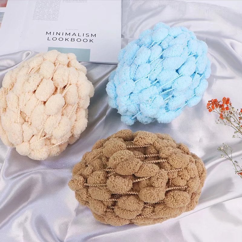 Big Ball Ball Coarse Wool Round Thread Loop Crochet Sofa Cushion Carpet Cushion Handmade Diy Woven Material Bag - Image 5