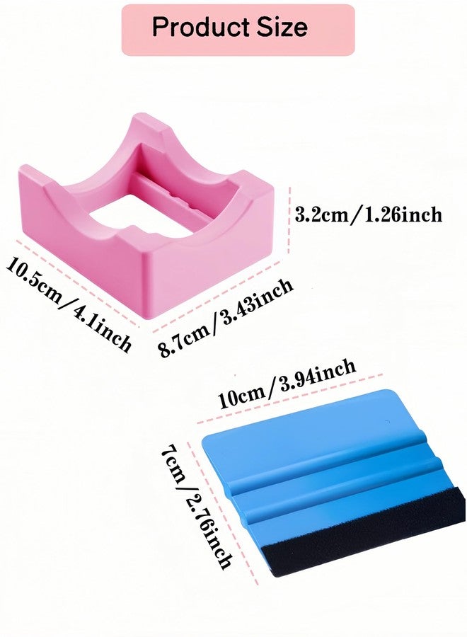 Bepisof 1 Pack Pink Silicone Cup Holder, Cup Cradle for Tumblers, Anti-Skid Tumbler Stand with Built-in Slot, Felt Squeegee Hanging Storage for DIY Crafts - Image 2
