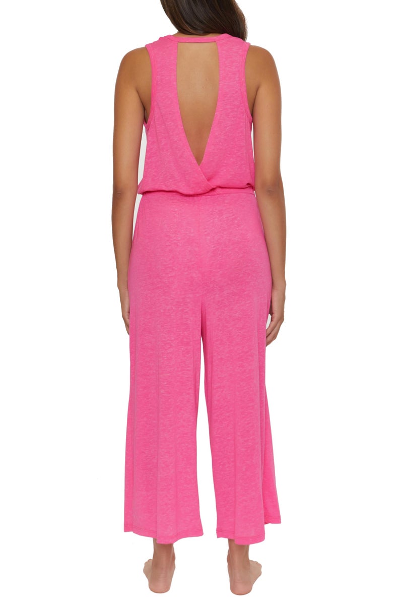 Becca by Rebecca Virtue Beach Date - Women's Jumpsuit, Casual, Sleeveless with Pockets, Beach Cover Ups for Women, Pink Glo, Medium - Image 4