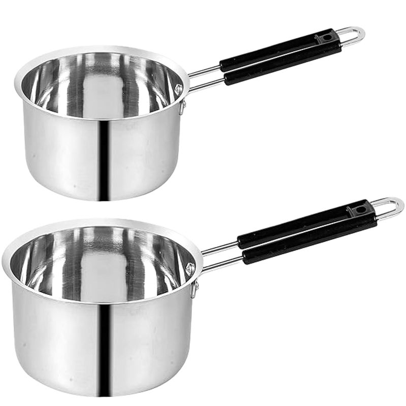 IDEAL PRIME Durable Aluminium Saucepan Combo Set 1.5+2 Liter with Easy Grip Silicone Handle Rust Proof Alu Milk Pan Tea Pan Tapeli Patila Donga Cookware Pack of 2 - Image 1