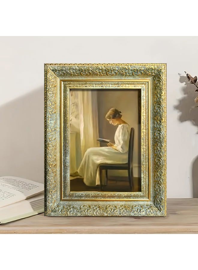 vrzpopi Vintage Picture Frame, Decorative Wall Hanging and Tabletop Display Photo Frame (Gold, 5X7) - Image 2
