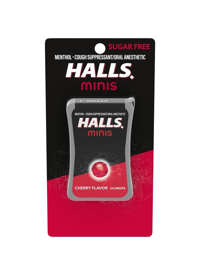 Halls Halls Minis Cherry Flavor Sugar Free Cough Drops, 24 Drops  - Image 1