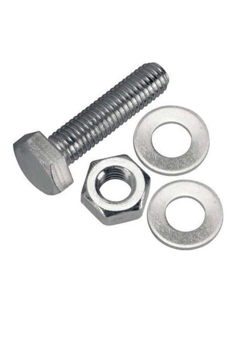 Generic - 12 pcs Hex Head Screw Bolts Nuts & Washers Fully Thread GI Plain Finish Bolt Set. (12, 16MM) - Image 1