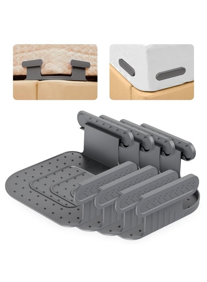 هومستر حاملات ورق السرير للزوايا، 2025 حاملات ورق التصميم المُحَسَّن 4PCS قواعد و 8PCS قفل الأقفال هدايا تدفئة المنزل منزل جديد، حاملات الورق حافظو الورق ثابتًا ومشدودًا (رمادي) - Image 1