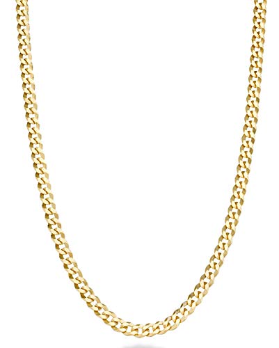 Miabella Italian 18K Gold Plated 925 Sterling Silver 3.5mm Diamond-Cut Cuban Link Curb Chain Necklace for Women Men, Made in Italy (Length 24 Inches) - Image 1