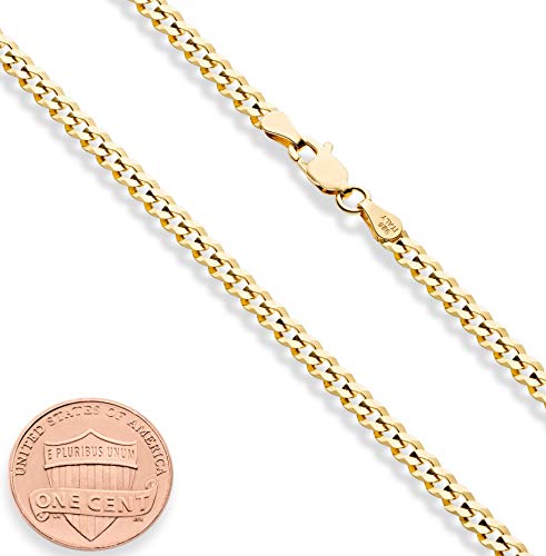 Miabella Italian 18K Gold Plated 925 Sterling Silver 3.5mm Diamond-Cut Cuban Link Curb Chain Necklace for Women Men, Made in Italy (Length 24 Inches) - Image 2