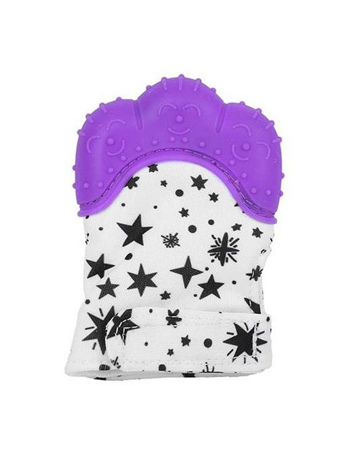DaKos Teething Mitten Soft Food Grade Silicone Teether Mitten Glove Handy Teething Mit Toy For Self Soothing Bpa Free For 3�12 Months Infants (Star Purple Pack Of 1) - Image 1