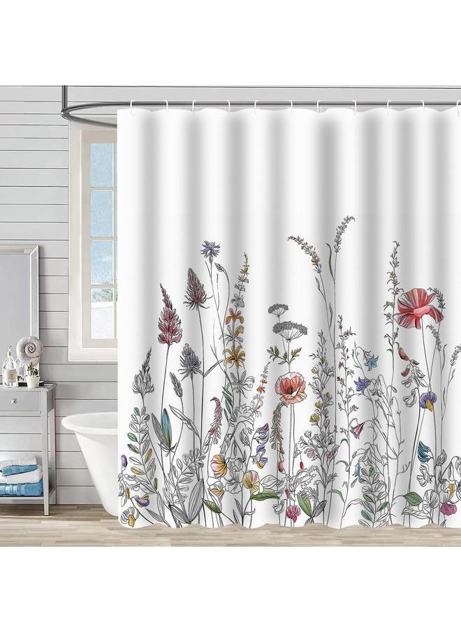 Bluejw Polyester Shower Curtain  Explosions Flowers And Plants Watercolor Bathroom Four-piece Dry And Wet Separation Isolation Waterproof Bath  - Image 1