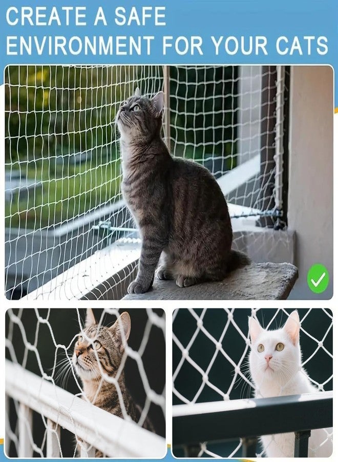 Funvalley Surperfect Cat Netting Balcony Netting for Pets(10 * 33ft) Anti-Fall Fence Net Dog Fence Nets Transparent Nylon Pet Mesh Fence Balcony Safety Net for Patio, Balcony, Rail, Stairs, Terraces - Image 5