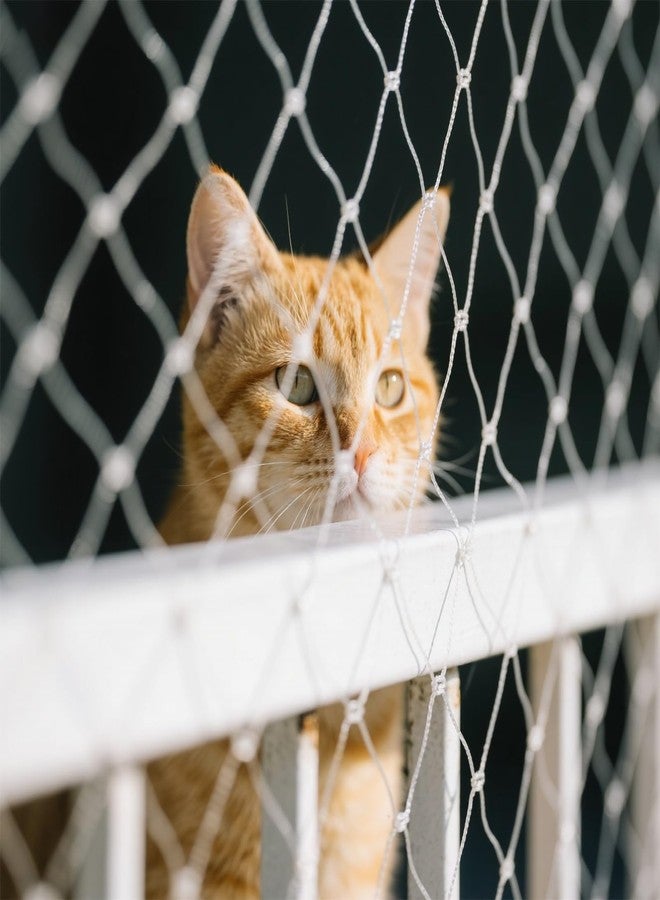 Funvalley Surperfect Cat Netting Balcony Netting for Pets(10 * 33ft) Anti-Fall Fence Net Dog Fence Nets Transparent Nylon Pet Mesh Fence Balcony Safety Net for Patio, Balcony, Rail, Stairs, Terraces - Image 1