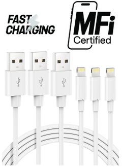 Lightning Cable MFi Certified iPhone Charger Cable, 3Pack 2M Extra Long Lightning to USB Cable Fast Charging & Syncing iPhone Cord for iPhone 11 Pro Xs Max X 8Plus 7Plus 6SPlus iPad - White