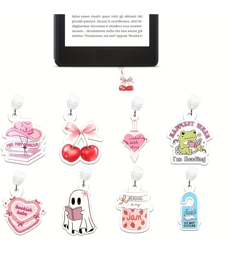Book Lover Theme Dust Plug Charms 8 Pack For Kindle Cute Type C USB C E Reader Phone Pendant Ideal Gift For Readers Christmas Daily Gifting Fun Design Kindle Accessories They Fit Perfectly - Image 1
