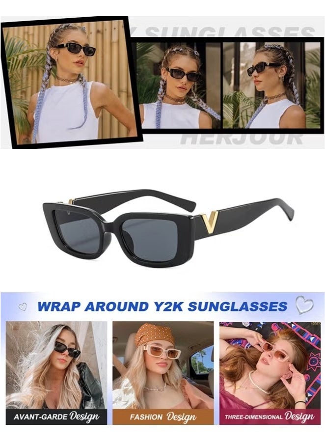 Rectangle Sunglasses for Women 90s Retro Trendy Y2K Classical Vintage Square Shades - Image 1