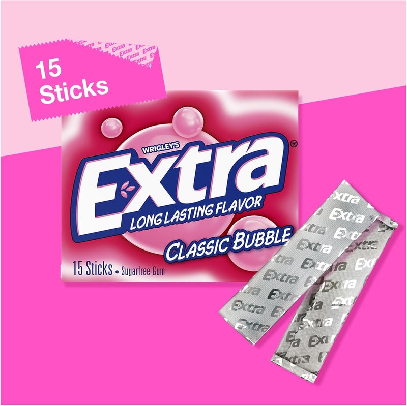 Extra Classic Bubble Sugarfree Gum - Pack of 10 - Image 4
