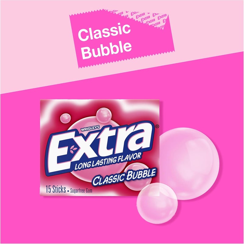Extra Classic Bubble Sugarfree Gum - Pack of 10 - Image 3