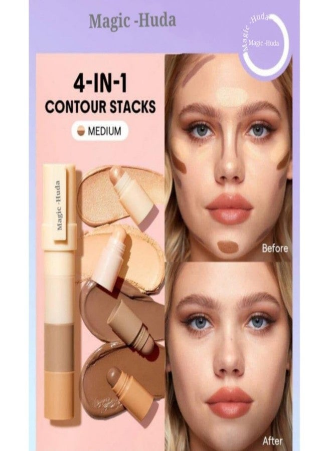MagicHuda 4-in-1 Makeup Contour Stick: Combines Highlight Shimmer, Highlight Matte, and Bronzer in one compact stick. - Image 2