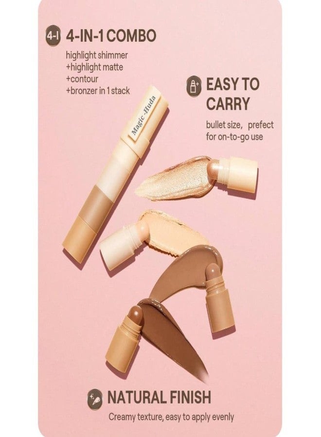 MagicHuda 4-in-1 Makeup Contour Stick: Combines Highlight Shimmer, Highlight Matte, and Bronzer in one compact stick. - Image 4