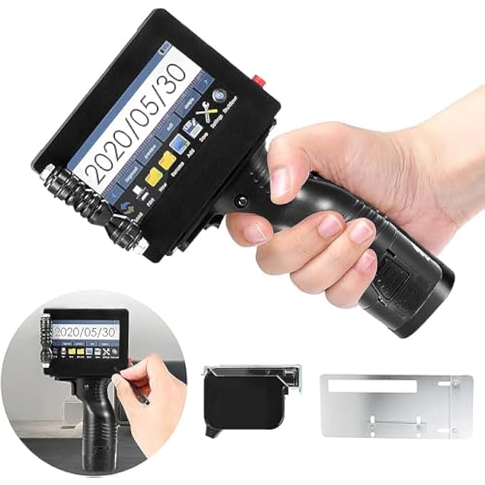 HANDHELD INKJET PRINTER WITH 4.3 INCH HD TOUCH SCREEN, (100 LANGUAGES) PORTABLE INKJET PRINTER QUICK-DRYING INK PRINTER COMPACT INKJET PRINTER HIGH DEFINITION INKJET PRINTER WITH INK CARTRIDGE - Image 1