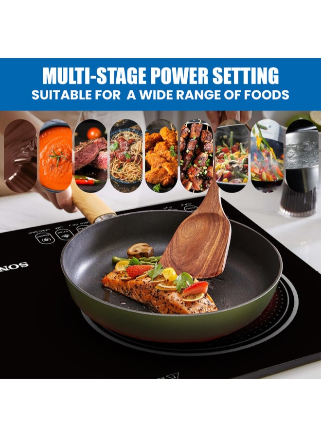 SONASHI Double Burner Infrared Cooker - 4 Digit LED Display | Multi-Stage Power Settings with Knob Control and Touch Control | Portable and Compact Infrared Cooker SIS-017C Black - Image 4