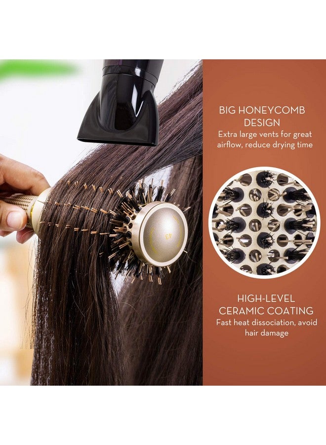 AIMIKE Imike Round Brush Nano Thermal Ceramic & Ionic Tech Hair Brush Round Barrel Brush With Boar Bristles For Blow Drying Styling Curling Add Volume & Shine (2.9 Inch Barrel 1.7 Inch) + 4 Free Clips - Image 5