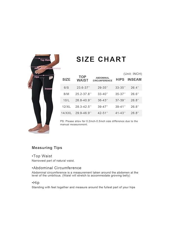 Women's Maternity Workout Leggings Over The Belly Pregnancy Yoga Pants with Pockets Soft Activewear Work Pants  - Image 2