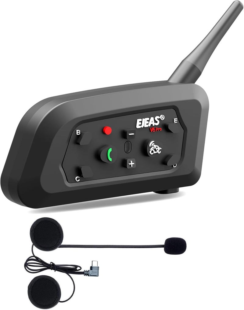 EJEAS V6 Motorcycle Bluetooth Headset, 2 Riders Motorcycle Intercom Helmet Communication System with Noise Reduction and Bluetooth 5.1 for Motorcycling Skiing and Climbing (1 Pack) - Image 1