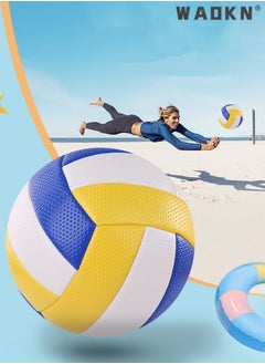 WAOKN Inflatable Soft Volleyball,Volleyball PU Leather Soft Outdoor Soft Adult Volleyball Explosion-proof Machine Sewing Standard No. 5 for Indoor, Competition,Training,Beach Volleyball  - Image 3