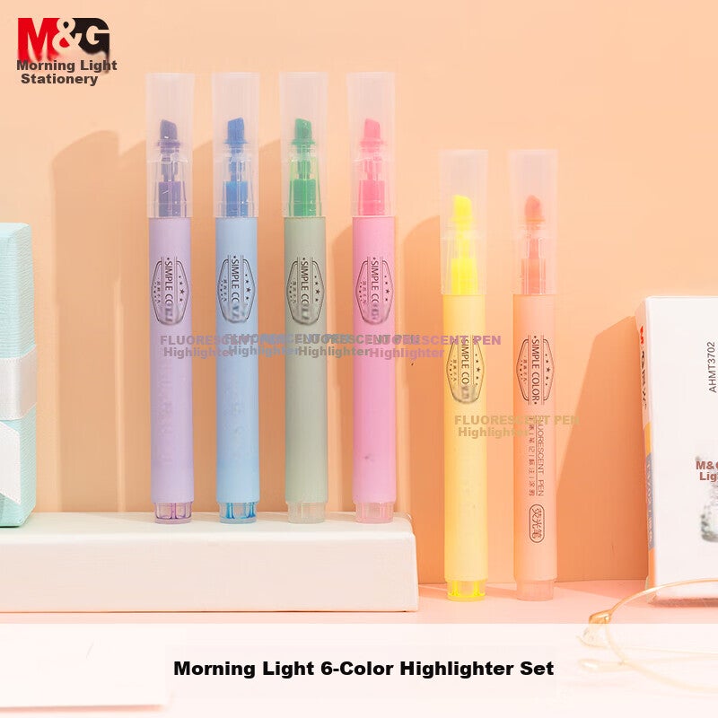 M & G هايلايتر القرطاسية للطلاب واستخدام المكتب ، أقلام وضع العلامات الملونة للرسم ، اليوميات ، وتدوين الملاحظات ، 6 ألوان ، نصيحة واحدة ، 6 أقلام AHMT3702 لممارسة الامتحان - Image 2